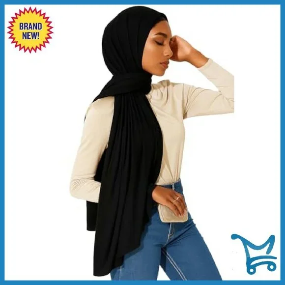 Premium Bamboo Jersey Hijab Scarf 71x28in Stretchy Turban Head Wrap